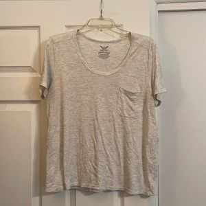 Faded Glory Ivory Heather Pocket T-Shirt